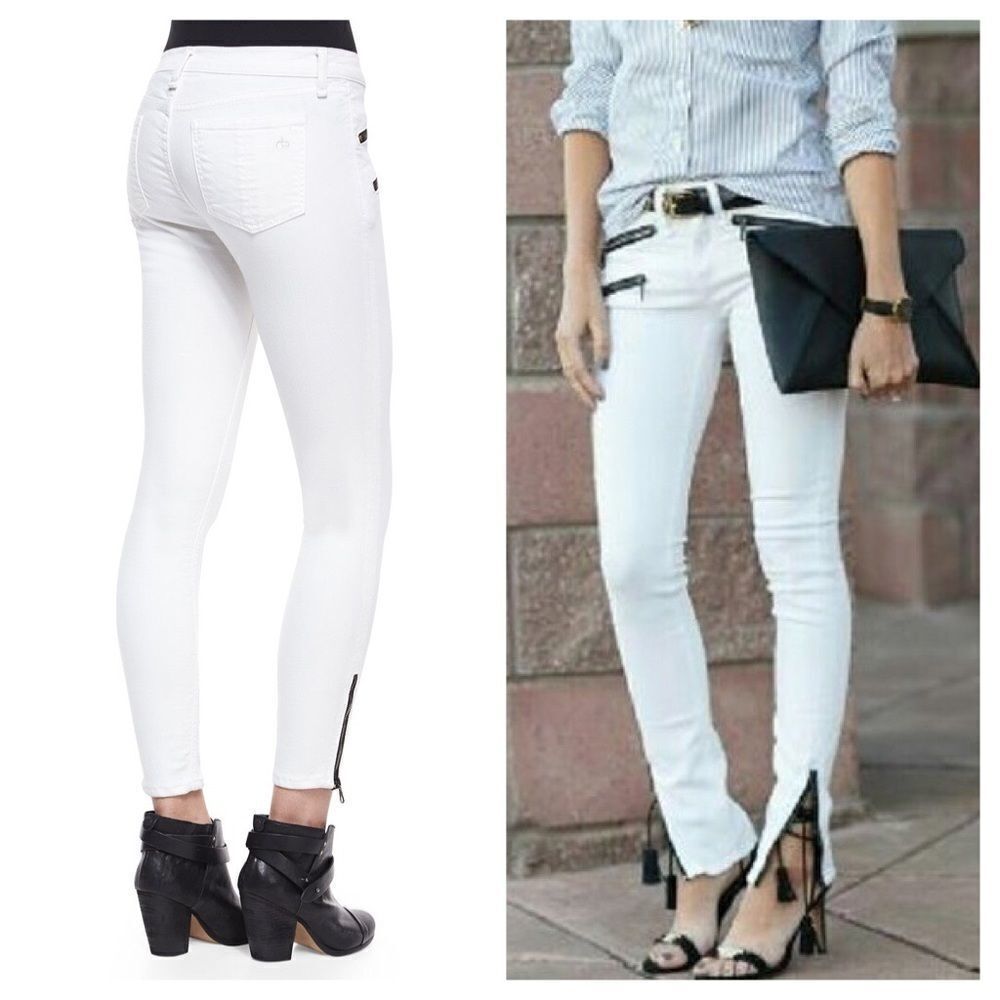 Rag & Bone Triple Zip White Skinny Jeans Size 27 - Picture 2 of 14